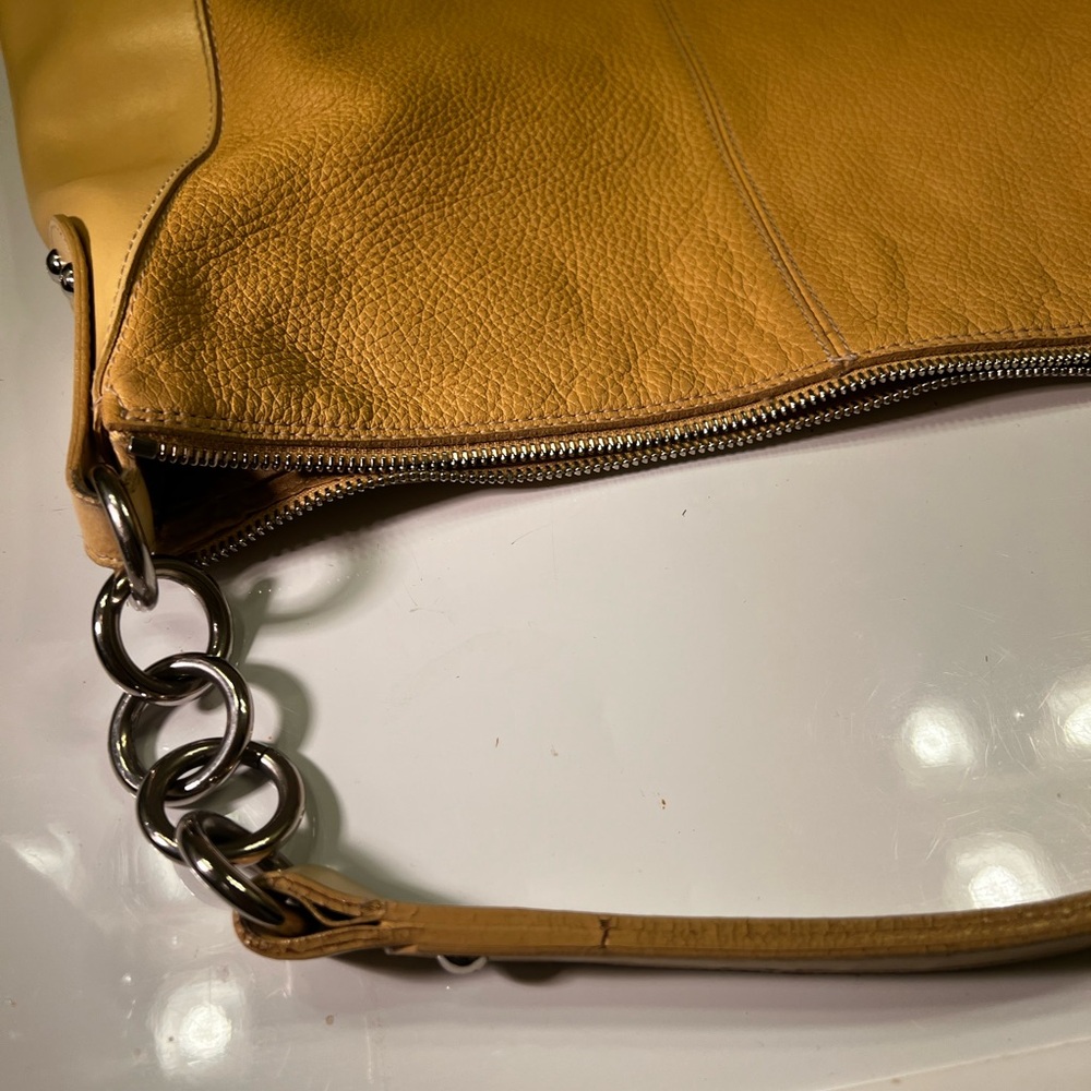 Furla Vintage Buttercup Pebbled Leather Shoulder Bag Hobo 16”x12” Preowned - Picture 10 of 16